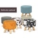 preview thumbnail 9 of 7, Adeco Round Ottoman Velvet Foot Rest Stool Bench with Non-Skid Legs