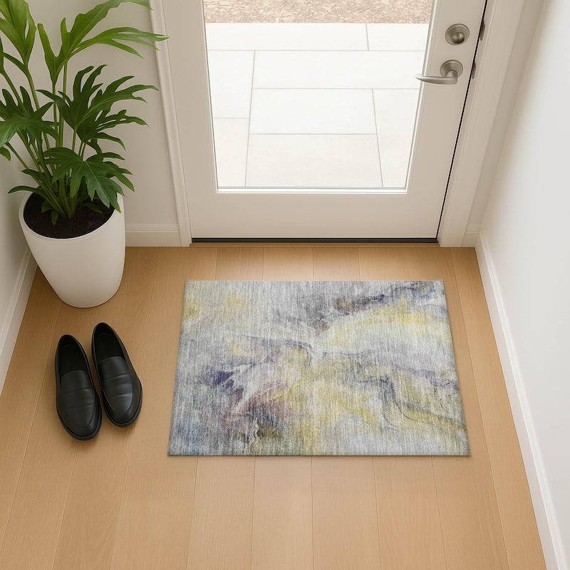 Premium Washable Super Soft Abstract Modern Mayfield Rug - Gold - 1'8" x 2'6"