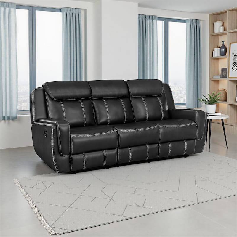 Fremont & Park Manuel Breathable Faux Leather Manual Double Reclining Sofa