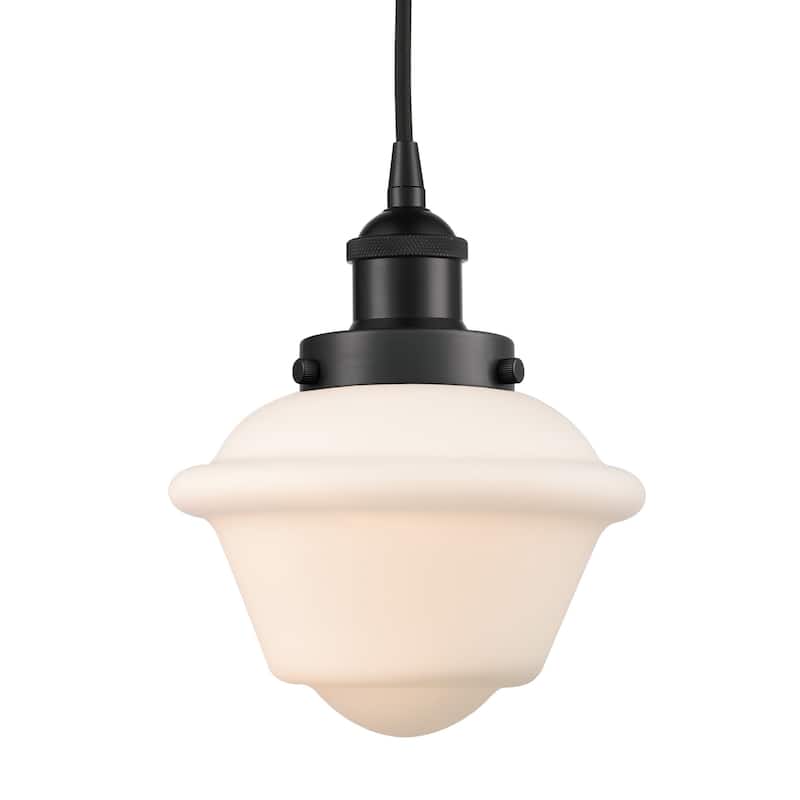 Innovations Lighting 616-1PH-10-8 Oxford Pendant Oxford 8" Wide Mini - Matte Black / Matte White