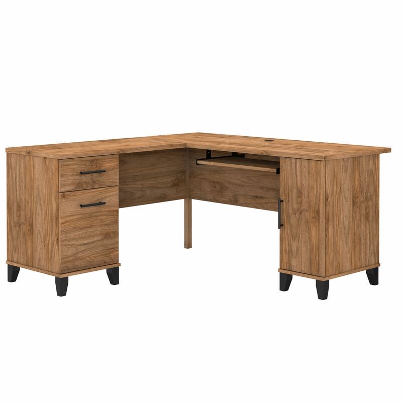 Bush Furniture Somerset 60W L Shaped Desk with Drawers and Storage