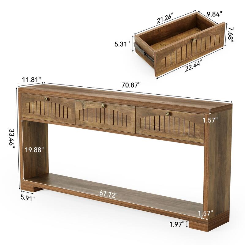 70.8-Inch Long Console Table, Farmhouse Narrow Entryway Table