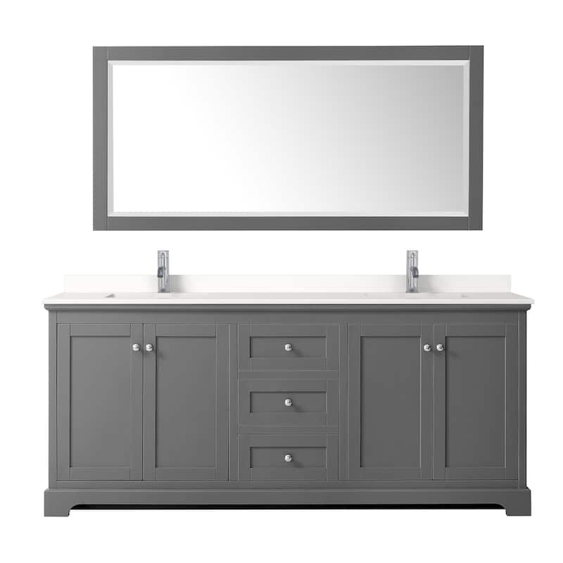Avery 80-inch Double Vanity, Quartz Top, 70-inch Mirror