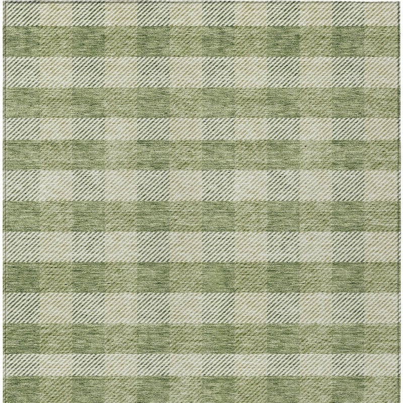 HomeRoots Plaid Transitional Rectangle Outdoor Rug