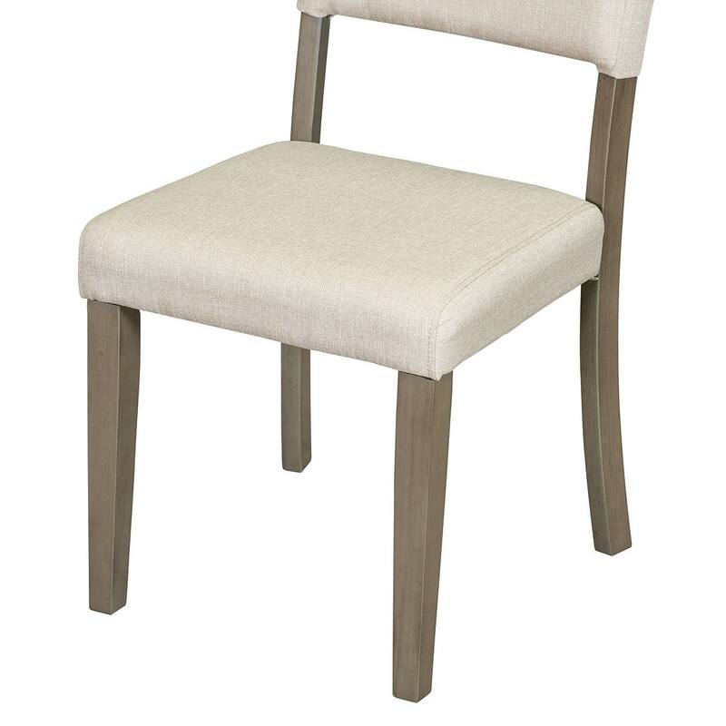 5 PCS Retro Round Dining Table Set for 4 with 4 Upholstered Chairs