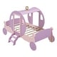 preview thumbnail 5 of 16, Twin Size Princess Bed with Crown and Wheel Decoration, Wooden Platform Carriage Bed Frame with Stair for Kids Bedroom