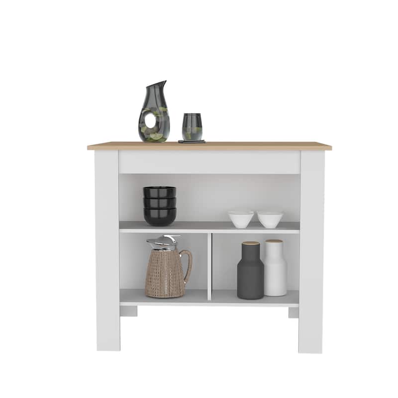 Cortes Kitchen Island 2-Tier Shelf 40" Width and large Work Top