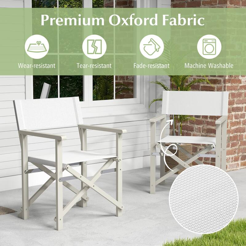 Gymax 4PCS Folding Director Chair w/ Acacia Wood Frame & Machine