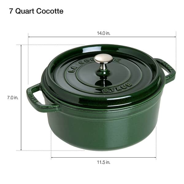 dimension image slide 2 of 8, Staub Cast Iron 7-qt Round Cocotte