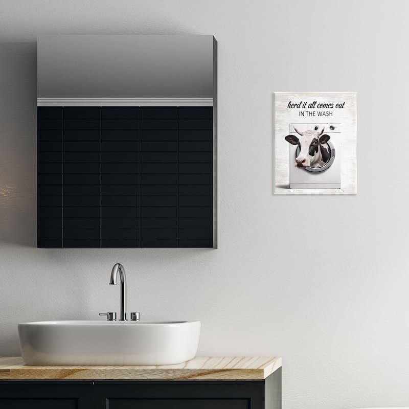 Stupell Cow & Washing Machine Wall Plaque Art Design By Lettered and Lined