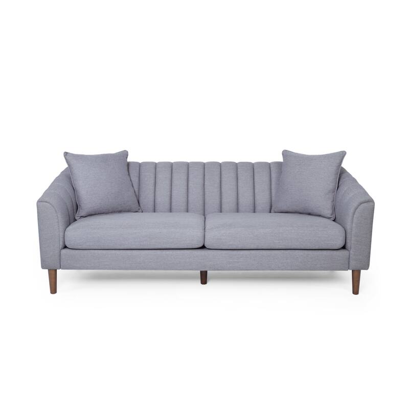 Contemporary Deep Seat Sofa with 2 Accent Pillows & Sloped Arms