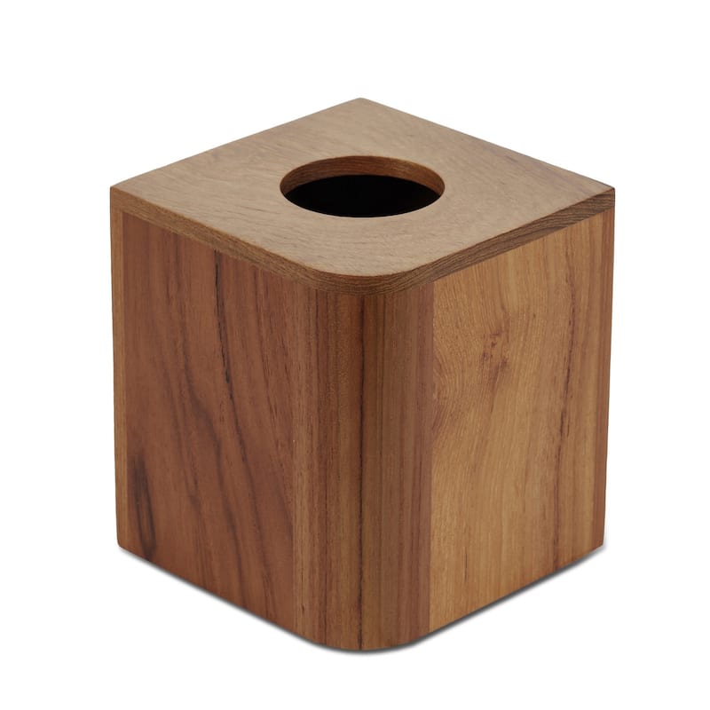 Designer Genuine Teak Tissue Box Cover - 6" x 5.3" x 5.3"