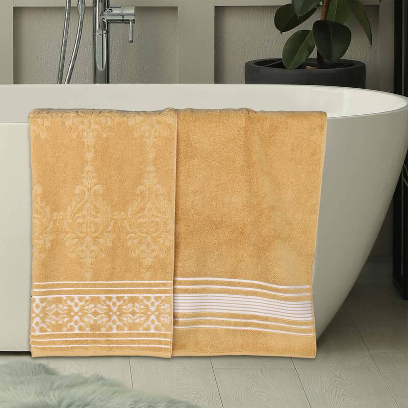 Superior Sadie Zero Twist Cotton Solid and Floral Bath Sheet Set of 2