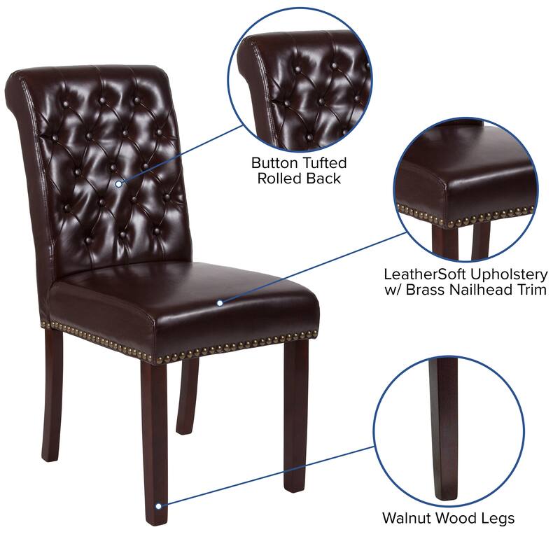4PK Parsons Chairs-Rolled Back, Accent Nail Trim