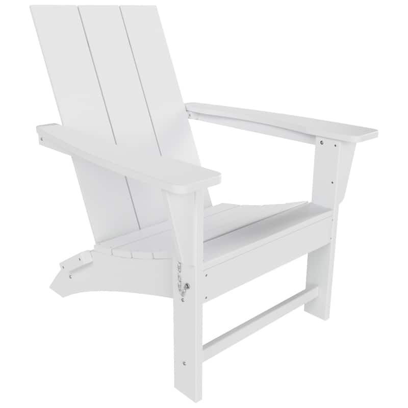 Shoreside Modern Eco-Friendly All Weather Commercial-Residential Folding Adirondack Chair - White