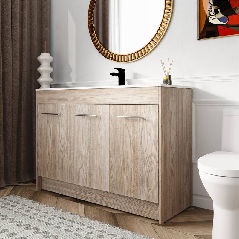 Bathroom Vanity With Sink In 30 Inch, Freestanding Bathroom Vanity With Soft Close Door