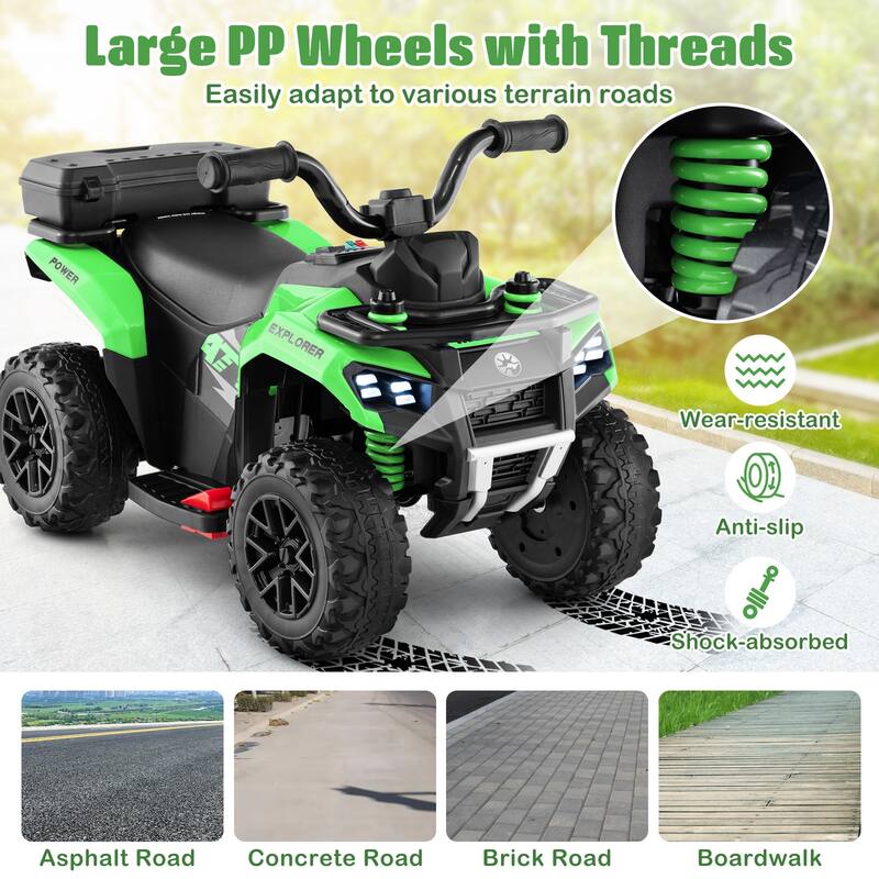 Gymax 6V Kids Ride On ATV w/ Music & Spray Function USB Port Storage