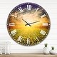 preview thumbnail 8 of 8, Designart 'Beauty Sunset over Sunflowers Field' Oversized Floral Wall CLock