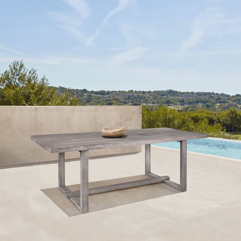 Vivid 82" Solid Eucalyptus Wood Indoor Outdoor Patio Dining Table - Gray