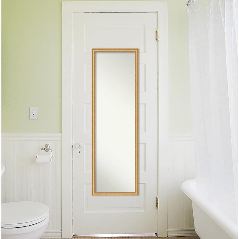Salon Scoop Non-Beveled Wood Framed Full-Length On the Door Mirror - Glass Size 14x48