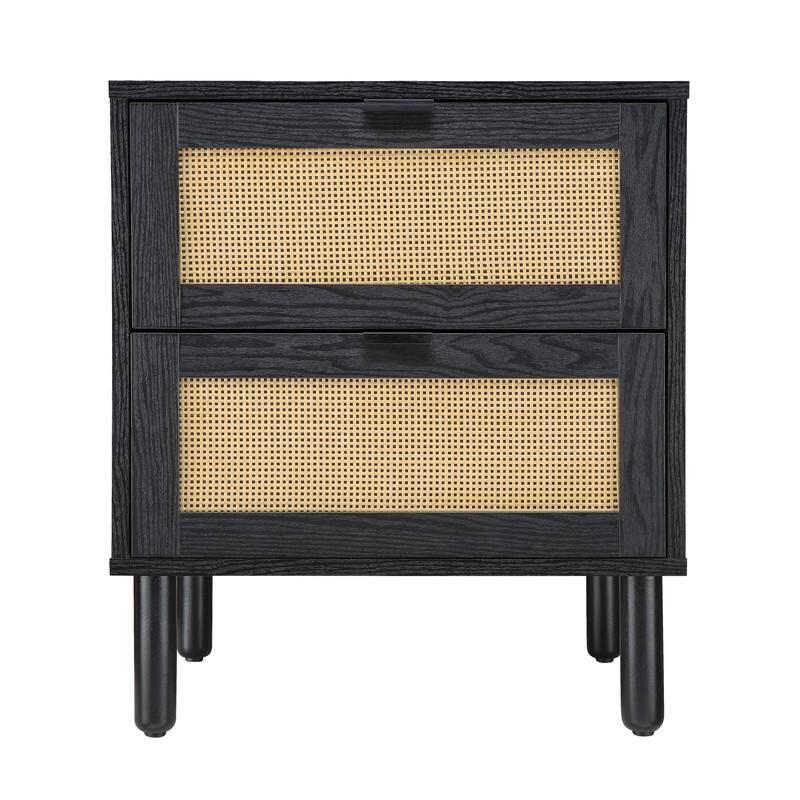 Orre Brown and Black Nightstand 2 Drawers
