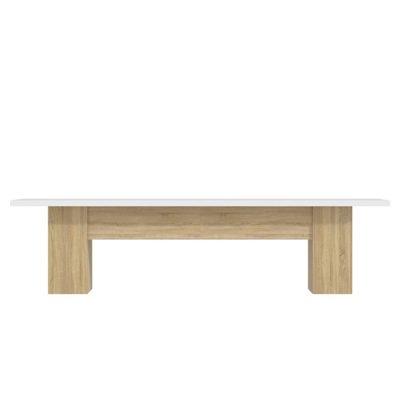 118.1" Large Conference Table, Modern Executive Office Desk with Heavy Duty Wood Base, Seats 8–10 Dining Table