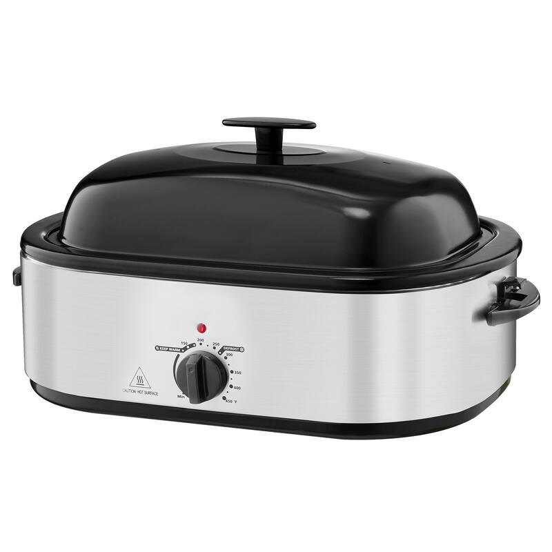 Black-Silver 20QT Electric Roaster Oven with Self-Basting Lid 1450W - 23.31 x 15.67 x 12.01 inch