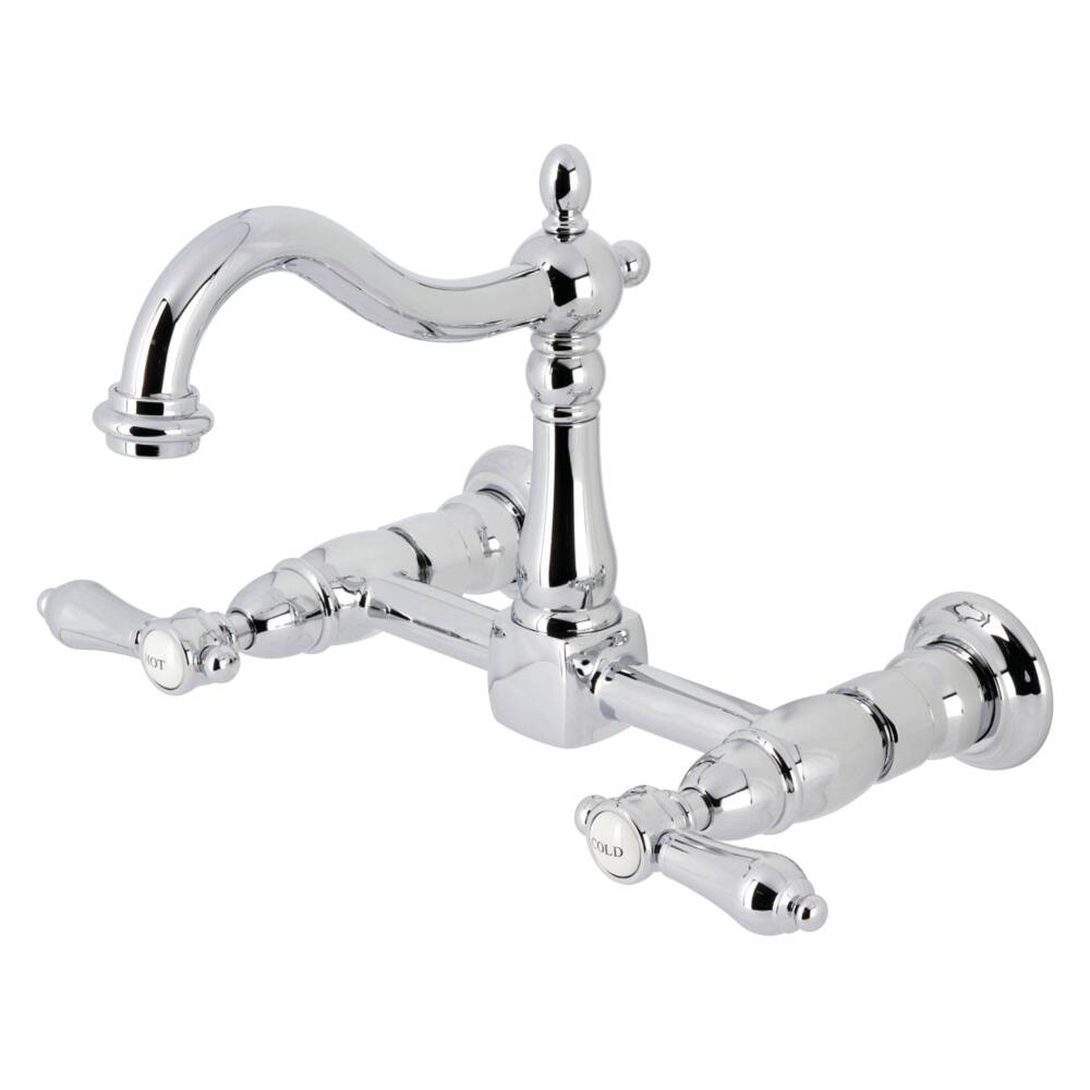 Heirloom Two-Handle 2-Hole Wall Mount Bridge Kitchen Faucet