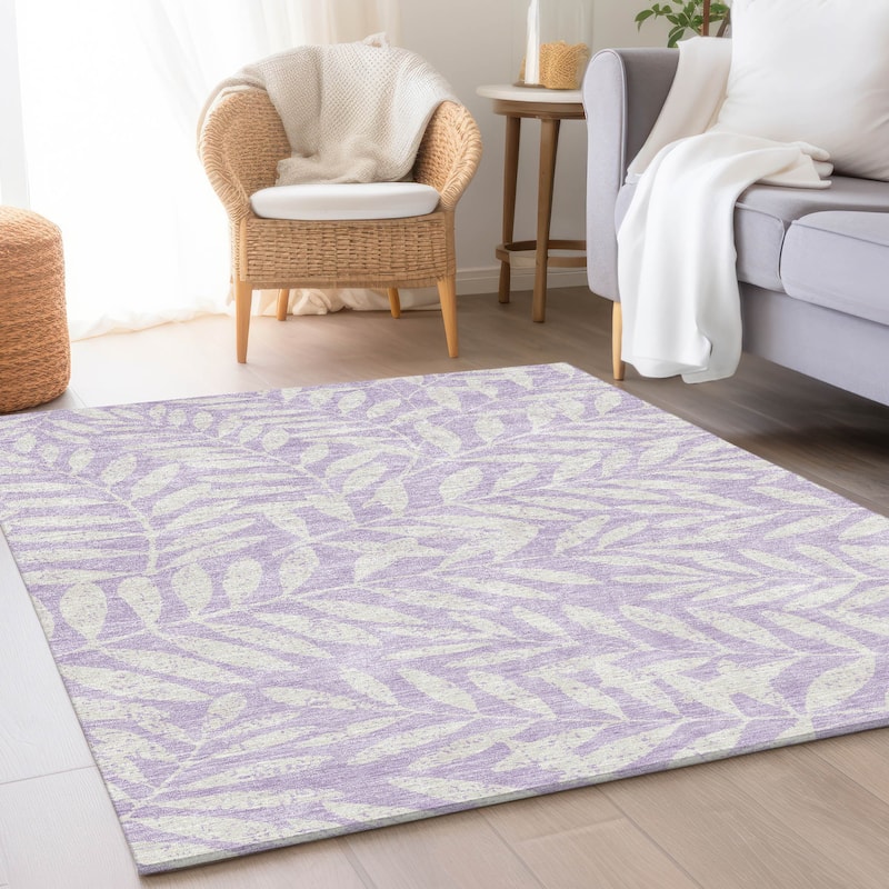 Premium Washable Super Soft Floral Jungle Mayfield Rug - Lavender - 8' x 10'