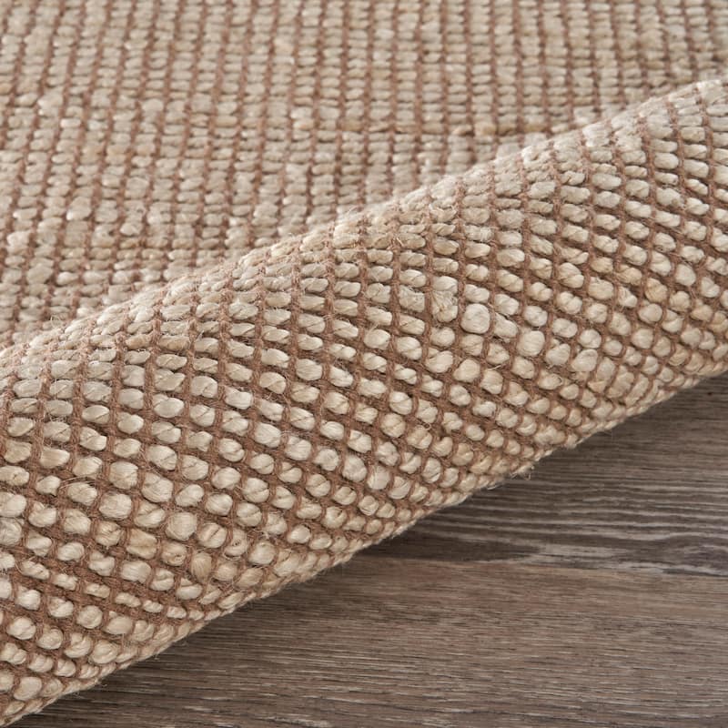Sevita Nevaeh Farmhouse Brown/Ivory Geometric Hand-Woven Jute Indoor Area Rug