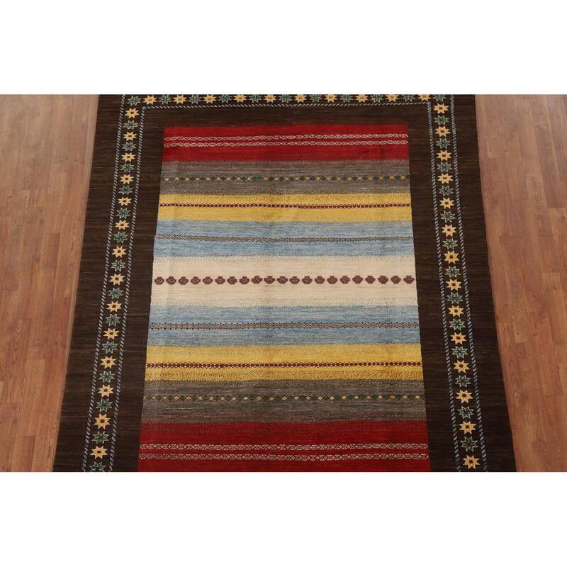 Gabbeh Kashkoli Oriental Area Rug Hand-knotted Wool Carpet - 6'5" x 8'3"