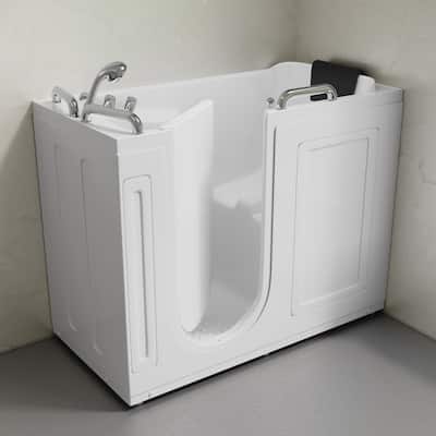 Auvergne 53" X 27" Ada Left Drain Walk-In Soaking Bathtub In Glossy White, Faucet Set, Drain, Grab Bars, Pillow Included - 53