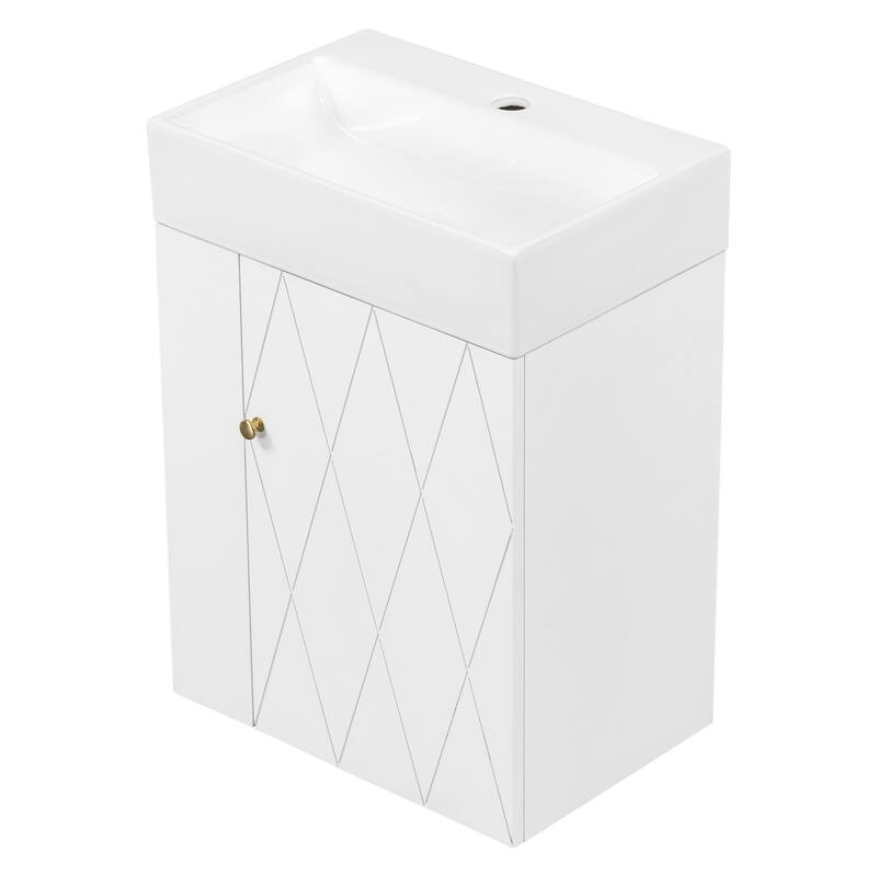 GDFStudio - Lucas Bennett Modern Compact Bathroom Vanity with Decorative Door and Smart Side Storage