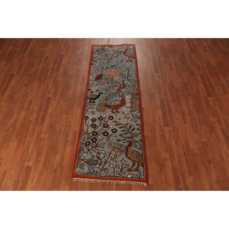 Traditional Ziegler Indian Runner Rug Hand-Knotted Wool Carpet - 2'6"x 7'11"