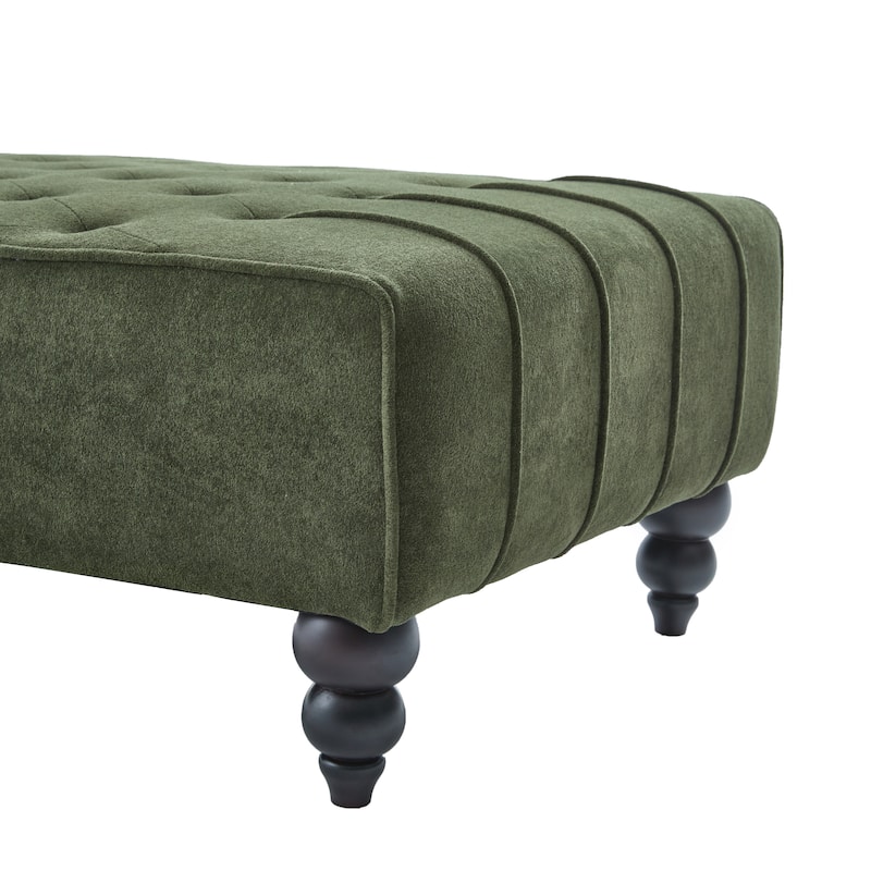 Christopher Knight Home - Classic Indoor Velvet Upholstered Button-Tufted Chaise Lounge Chair with Solid Wood Legs - 54.5"L