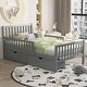 preview thumbnail 37 of 50, Wood Platform Bed with 2 Storage Drawers & Both Sides Guardrails, Storage Bed Frame for Bedroom, Guest Room