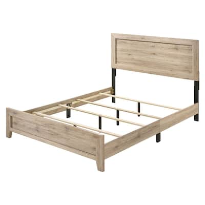 Wooden Panel Bed in Natural Finish