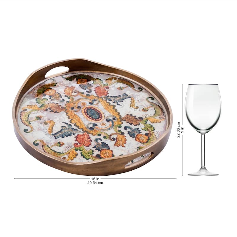 NOVICA Handmade Reverse Painted Glass Tray Floral Heaven (Peru)
