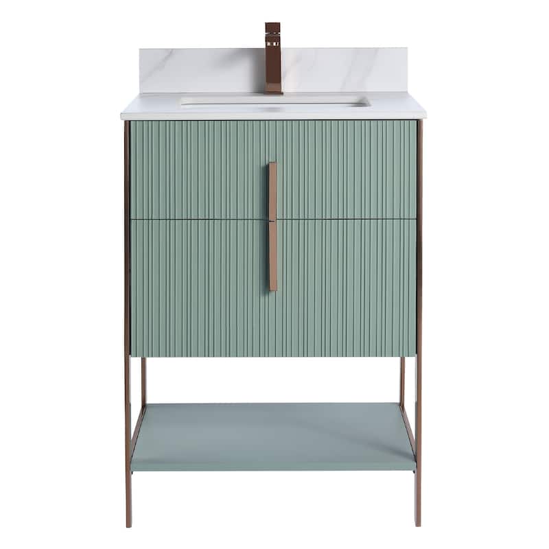 Fine Fixtures Serenity Modern Bathroom Vanity with White Carrara Stone Top