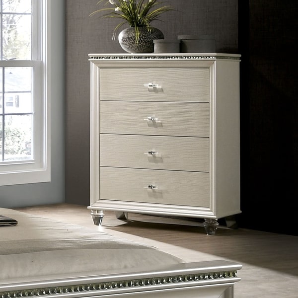 Silver Orchid Allenby Pearl White 4-drawer Chest. Opens flyout.