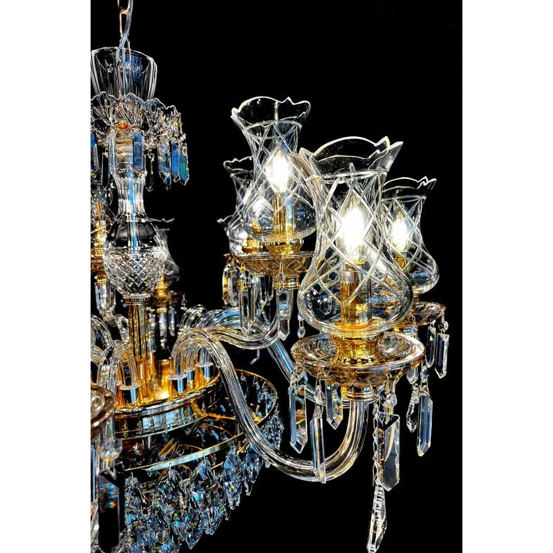 Vintage Crystal Chandelier Gold Pendant Chandelier 19 Lights