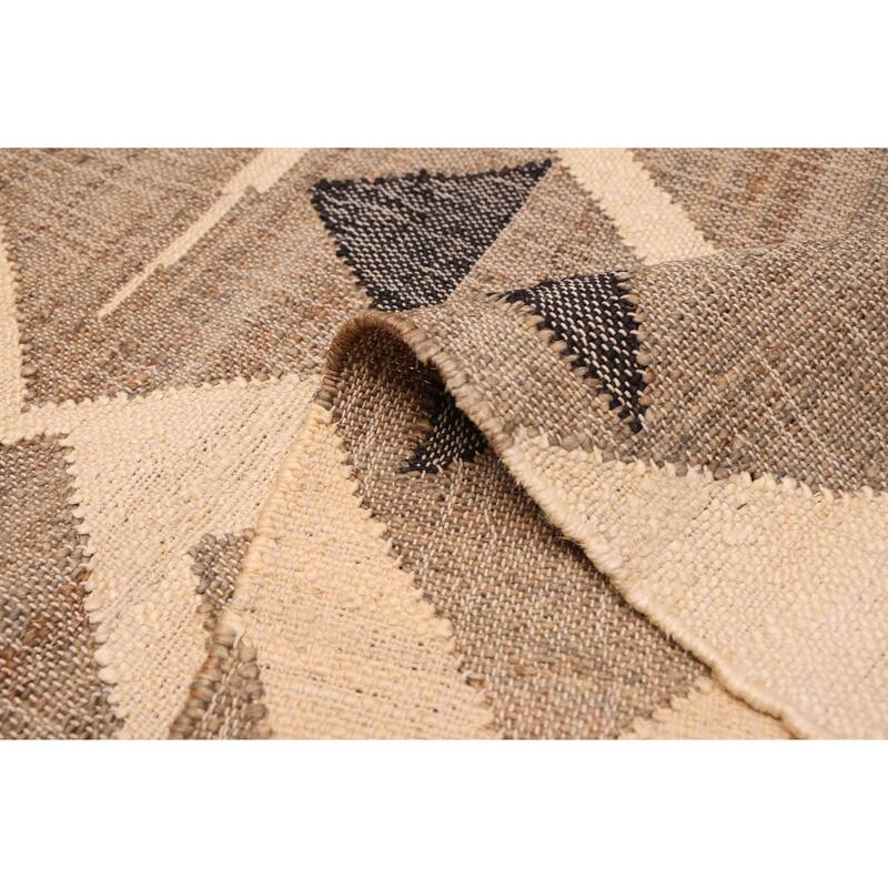 ECARPETGALLERY Flat-Weave Palas Denizli Ivory Jute Kilim - 5'1 x 8'0