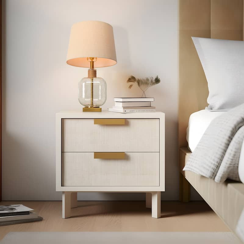 Zoey Coastal 24 IN Gold Table Lamp Clear Seeded Glass Base Desk Light - D14"xH24"