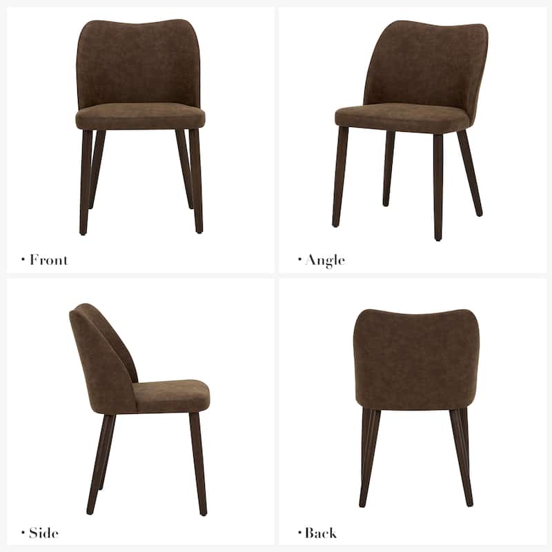 Set of 2 Wooden Dining Chairs, Beige Upholstered Fabric for Kitchen & Dining Room