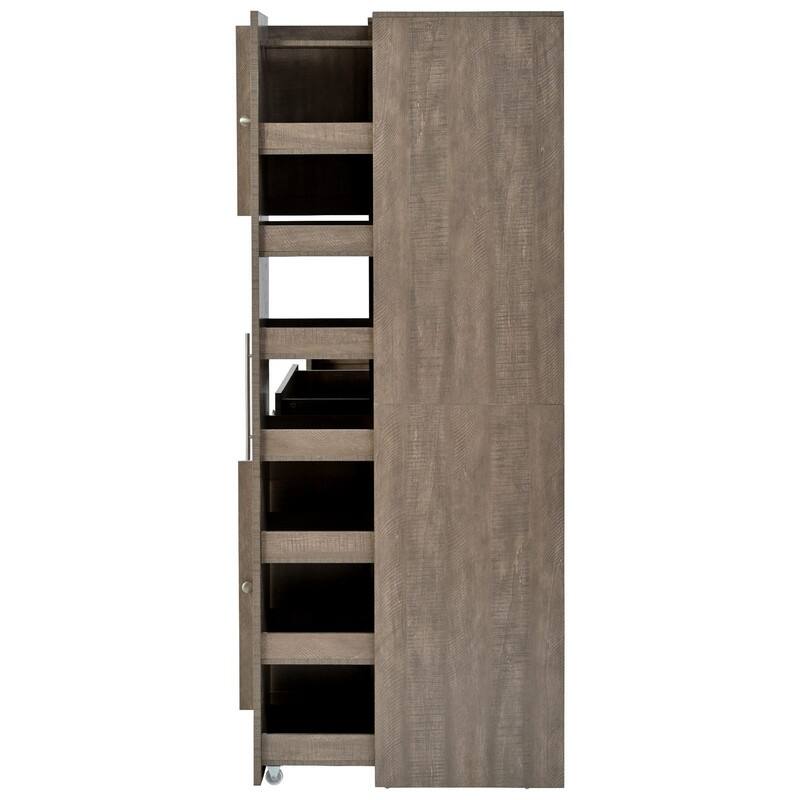 Large Kitchen Pantry Storage Cabinet Cupboard, Buffet with Hutch and Pull-Out Side Cabinet for Enhanced Kitchen Organization