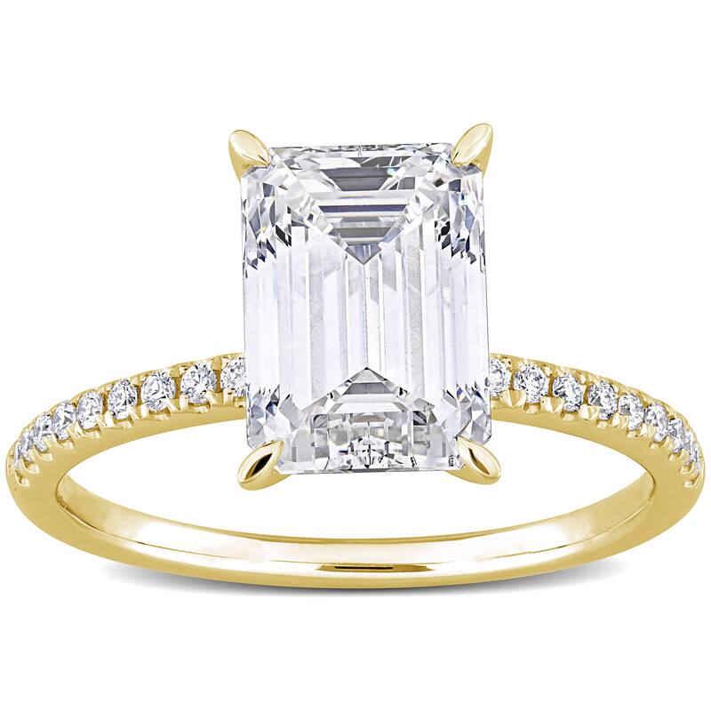 3 1/10ct TW Emerald Lab-Grown Diamond Solitaire Engagement Ring in 14k Yellow Gold