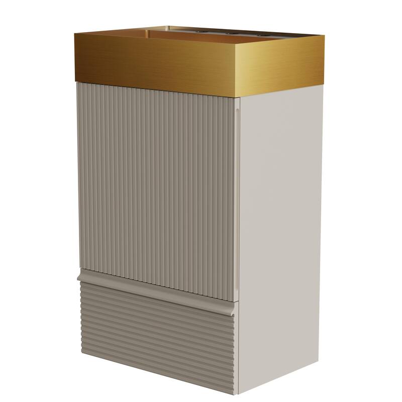 GDFStudio - Gada Stylish 20" Striped Bathroom Vanity with Integrated Stainless Steel Sink and Efficient Storage