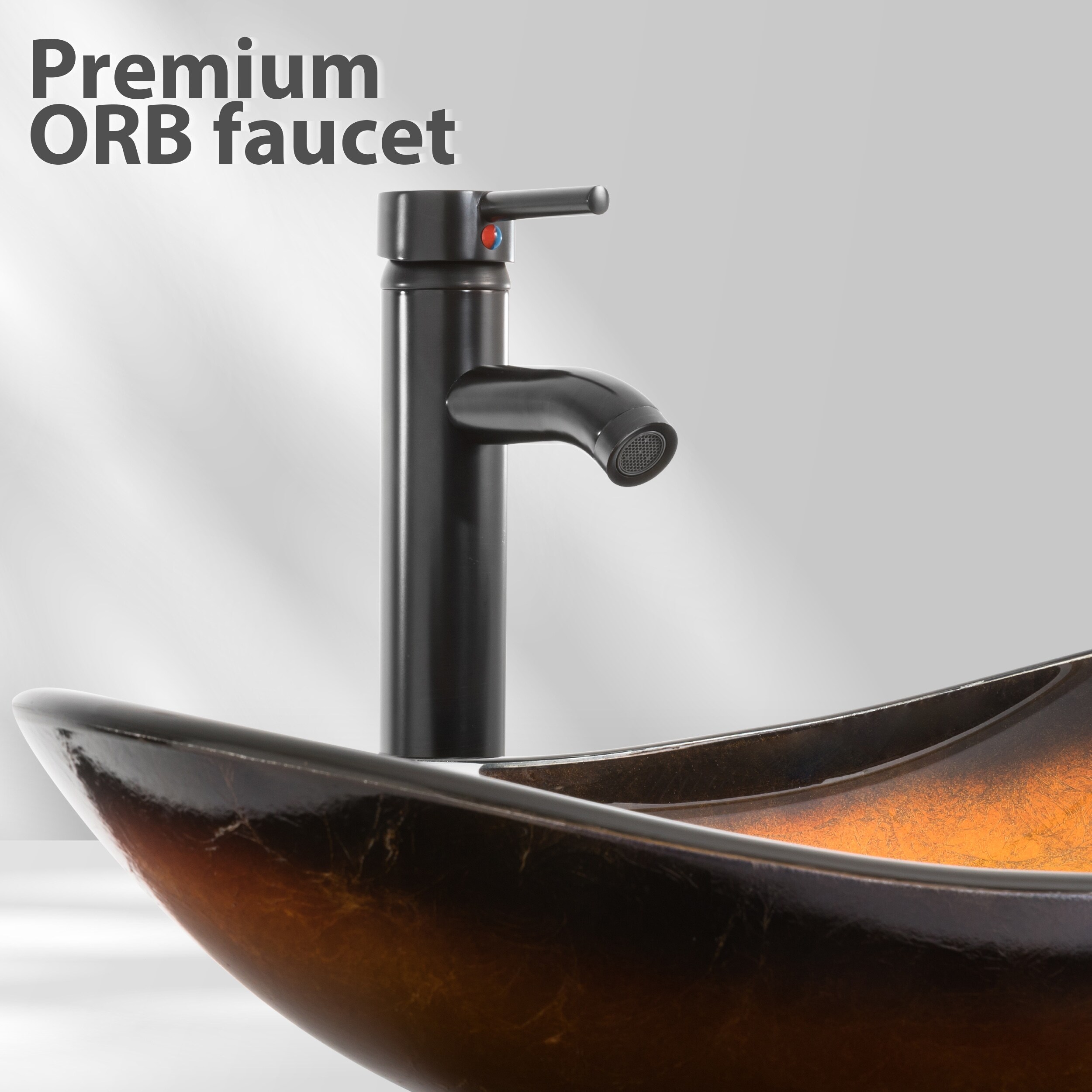 Bathroom Black Ceramic Vessel Sink Round Basin Bowl Combo Mixer Faucet  Drain Set