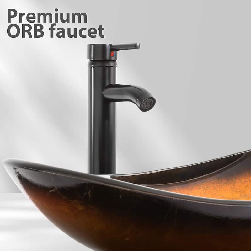 eclife 36" Bathroom Vanity Black Set with Side Cabinet Vessel Sink Faucet Combo