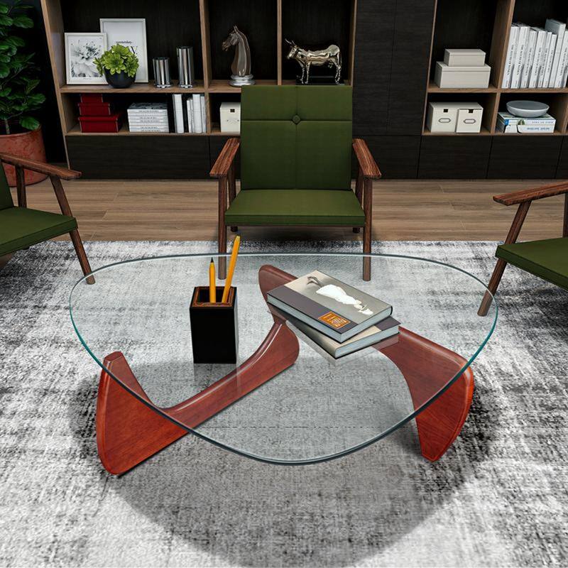 Modern Solid wood/Tempered glass coffee table